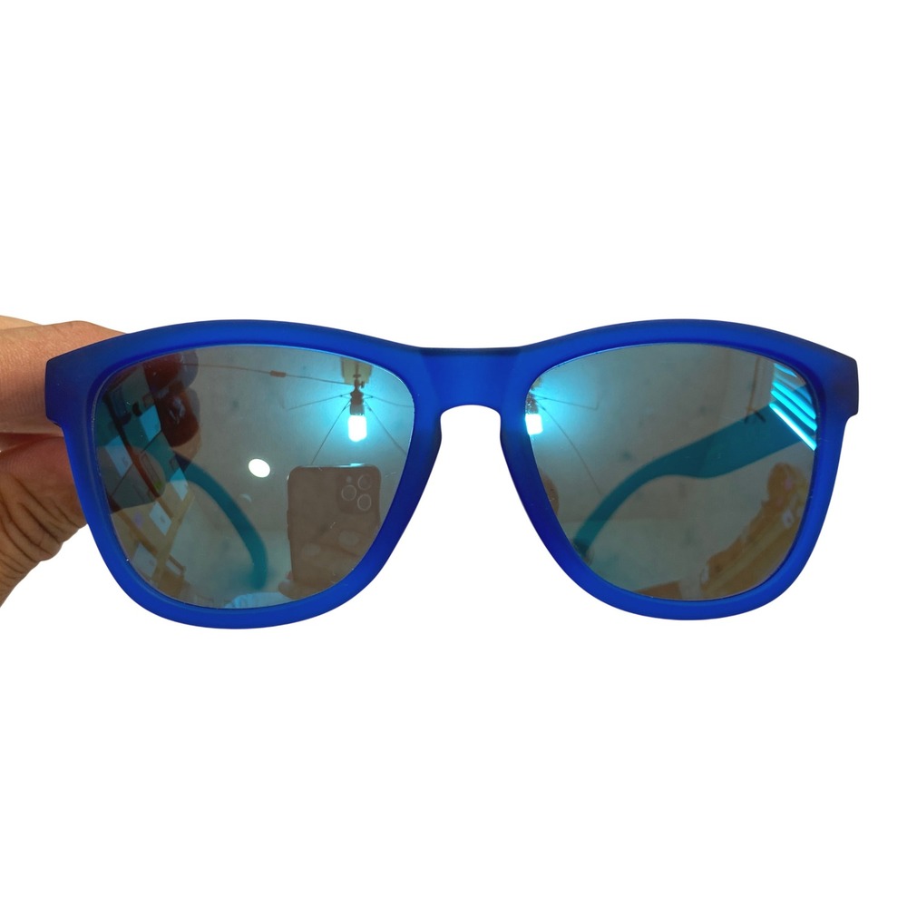 Goodr Falkor's Fever Dream Sunglasses Unisex One Size Blue Polarized Mirrored